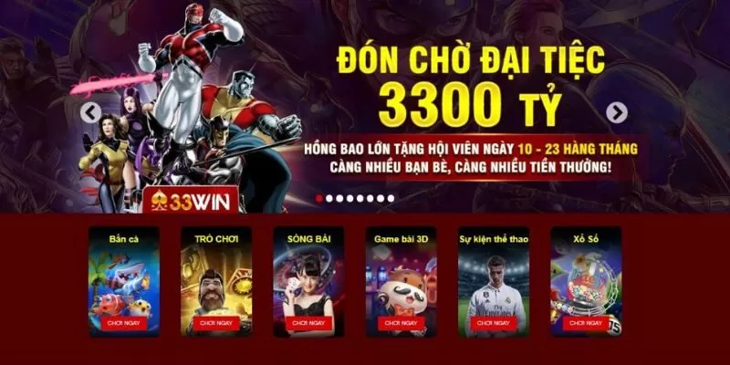 Giao diện 33win cực thời thượng trên máy tính 