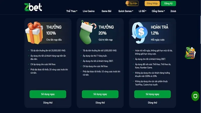 Thưởng 100% cho lần nạp đầu qua mọi hình thức tối đa lên đến 20 triệu